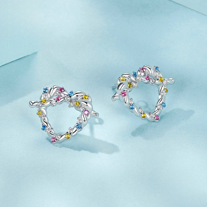 Colorful Twisted Heart Stud Earrings