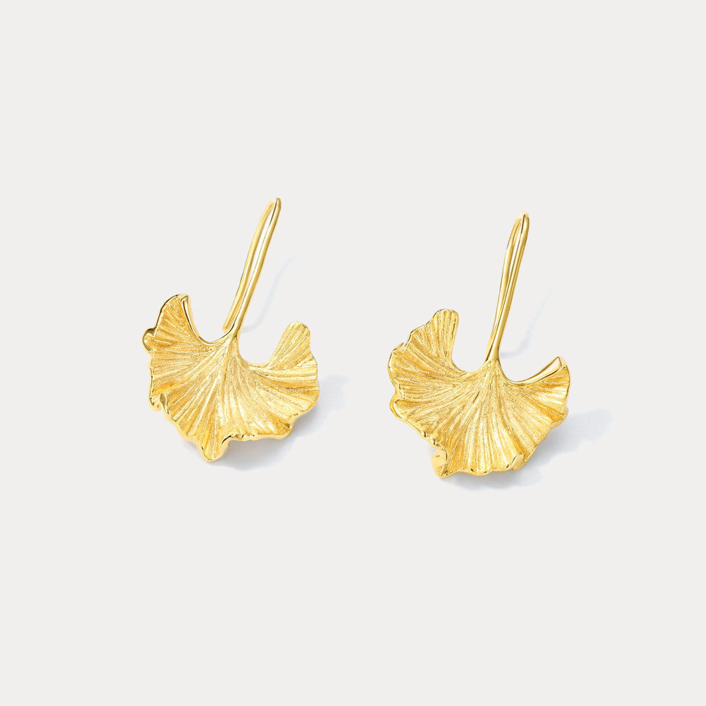 Gold Ginkgo Leaf Earrings