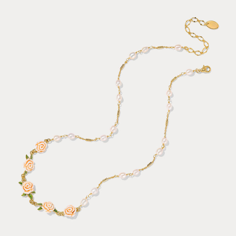 Champagne Rose Pearl Necklace