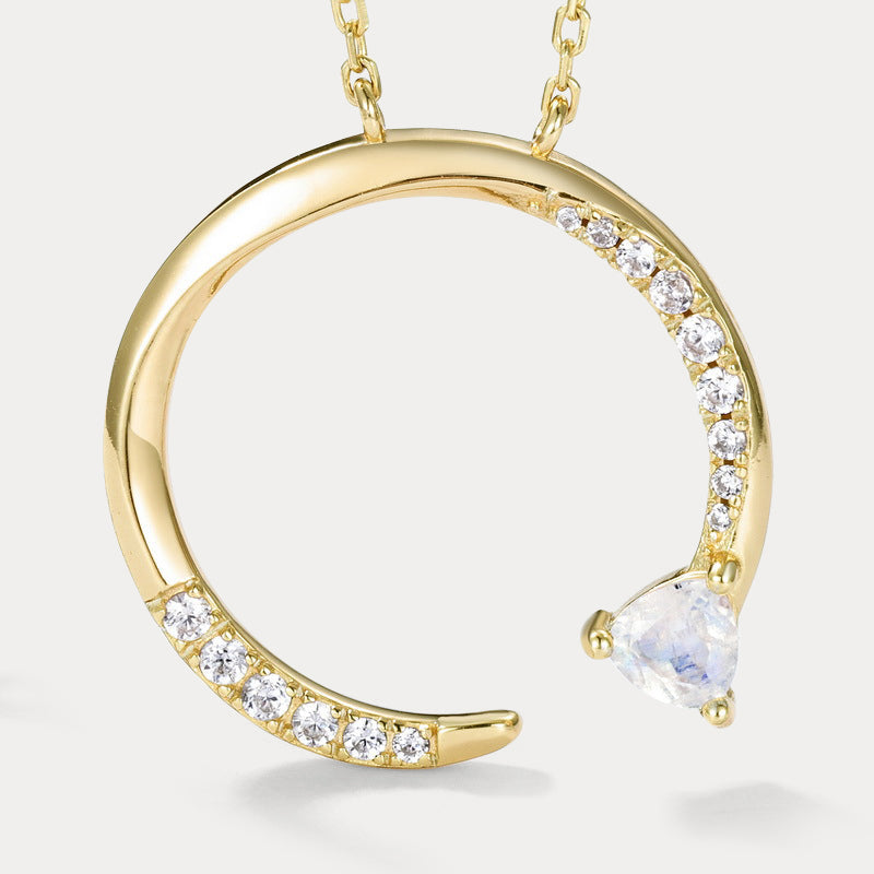 Moonstone Circle Pendant Necklace
