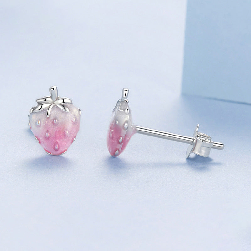 Silver Strawberry Earrings