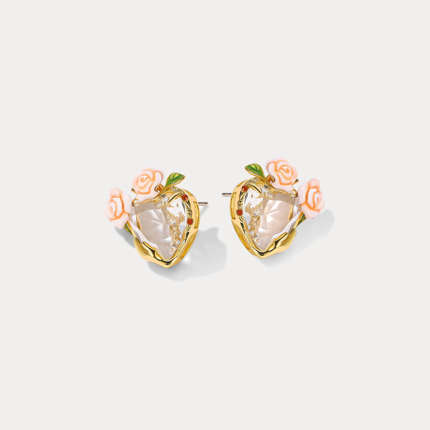 Champagne Rose Heart Earrings