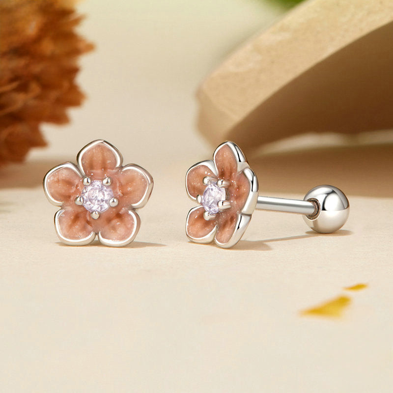 Silver Sakura Stud Earrings