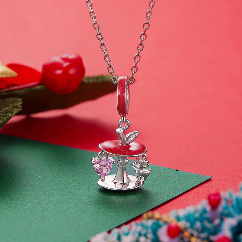 Christmas Apple Core Reindeer Necklace