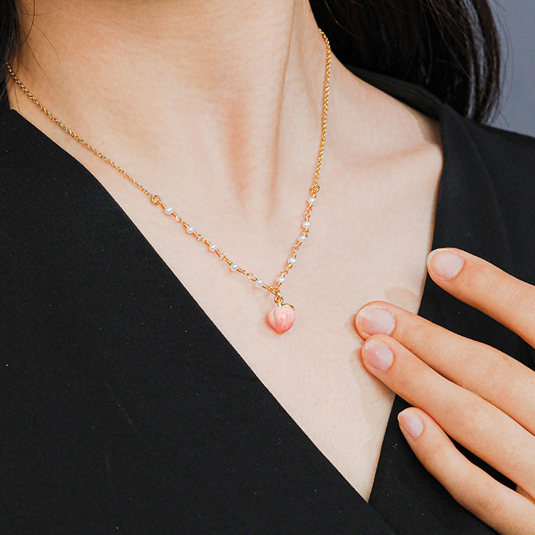 Peach Pearl Necklace