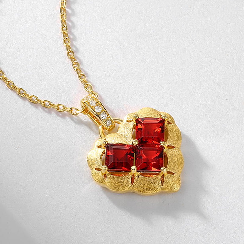 Heart Garnet Necklace