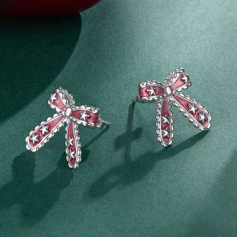 Christmas Bow Star Earrings