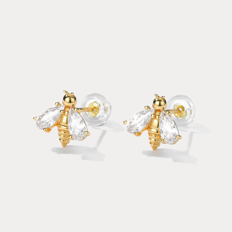 Diamond Bee Earrings