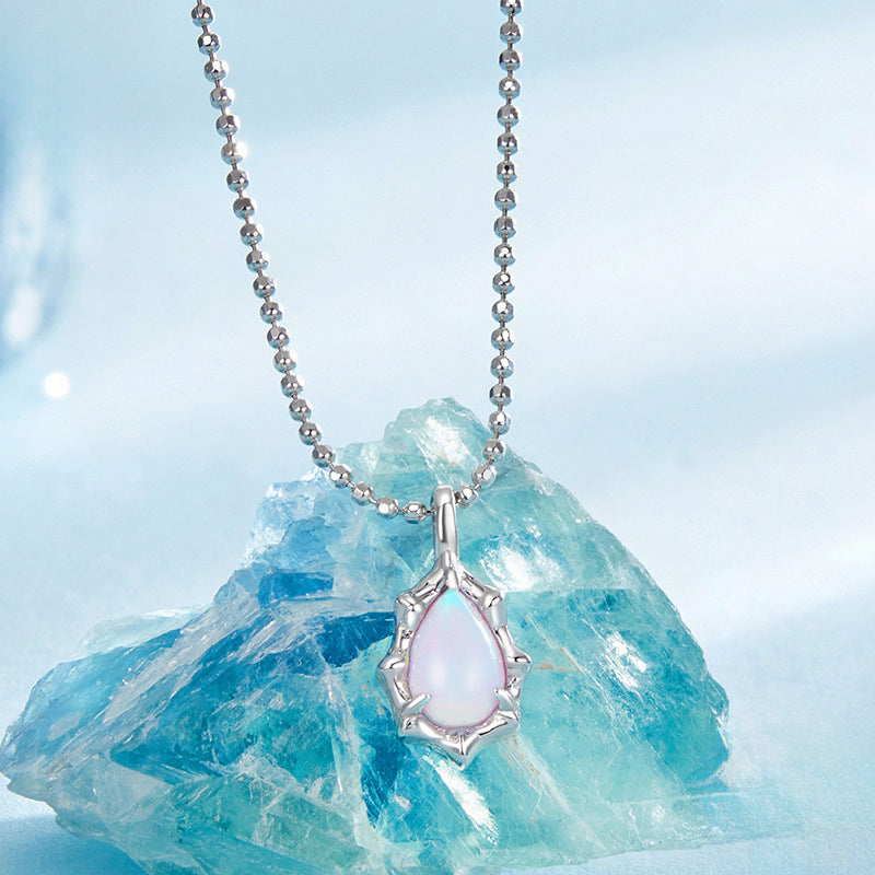 Silver Aurora Opal Necklace