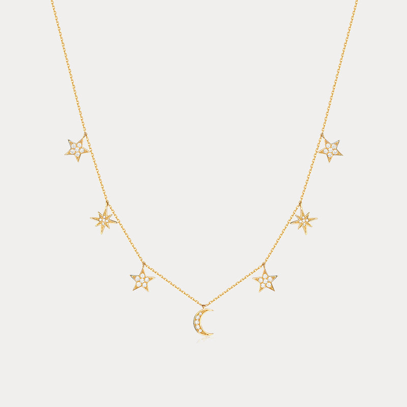 Moon and Star Charm Necklace