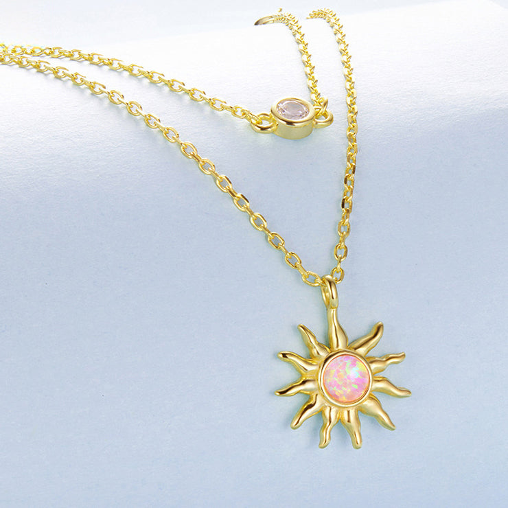 Opal Sun & Moon Layering Necklace