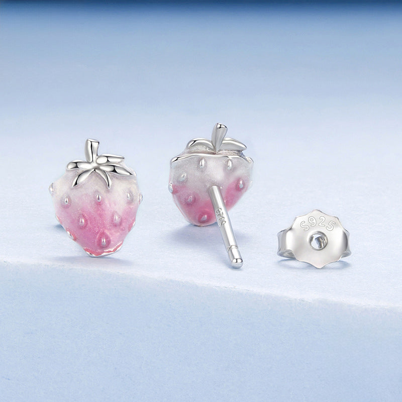 Silver Strawberry Earrings