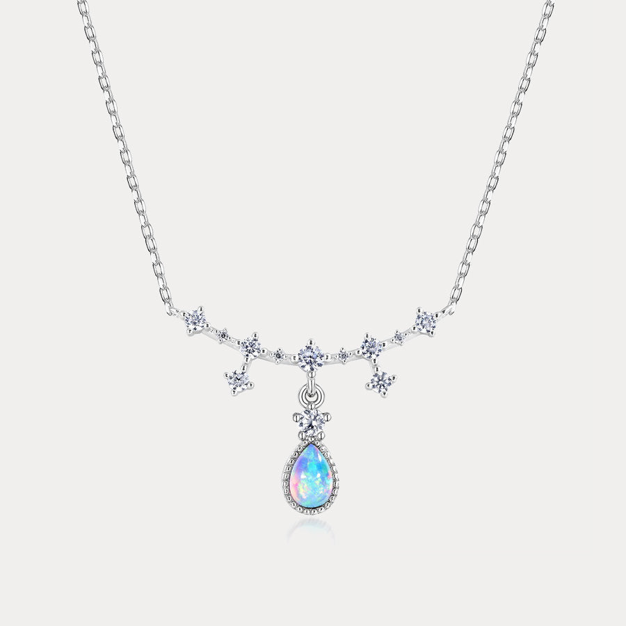 Silver Opal Drop Necklace