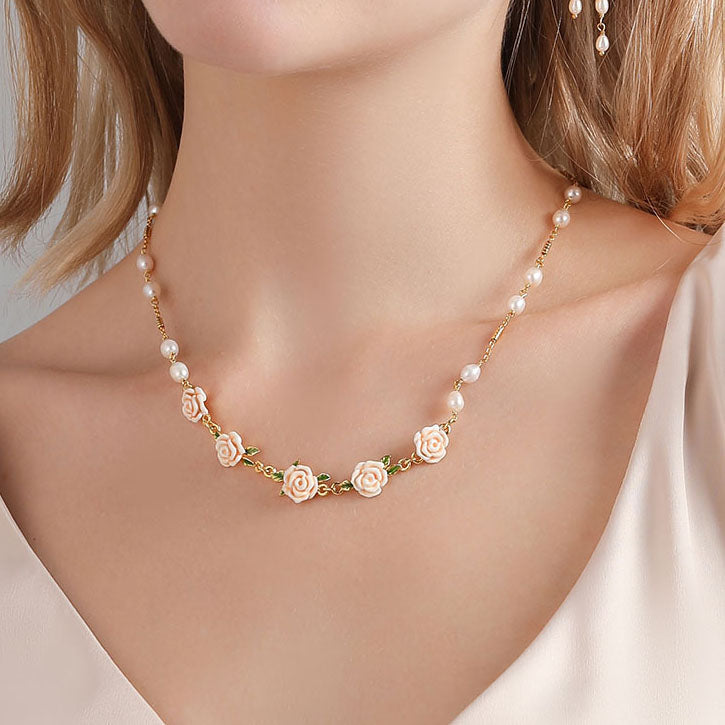 Champagne Rose Pearl Necklace