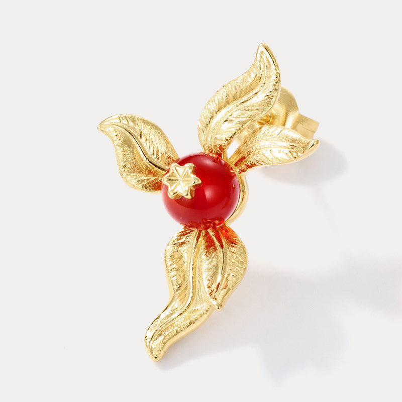 Golden Flower Agate Earrings