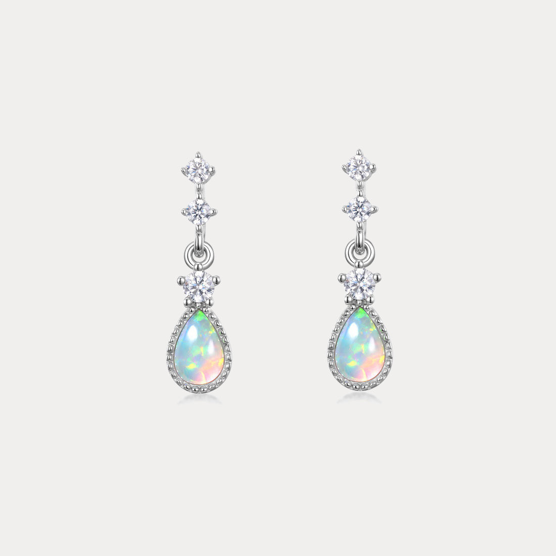 Silver Opal Drop Earrings