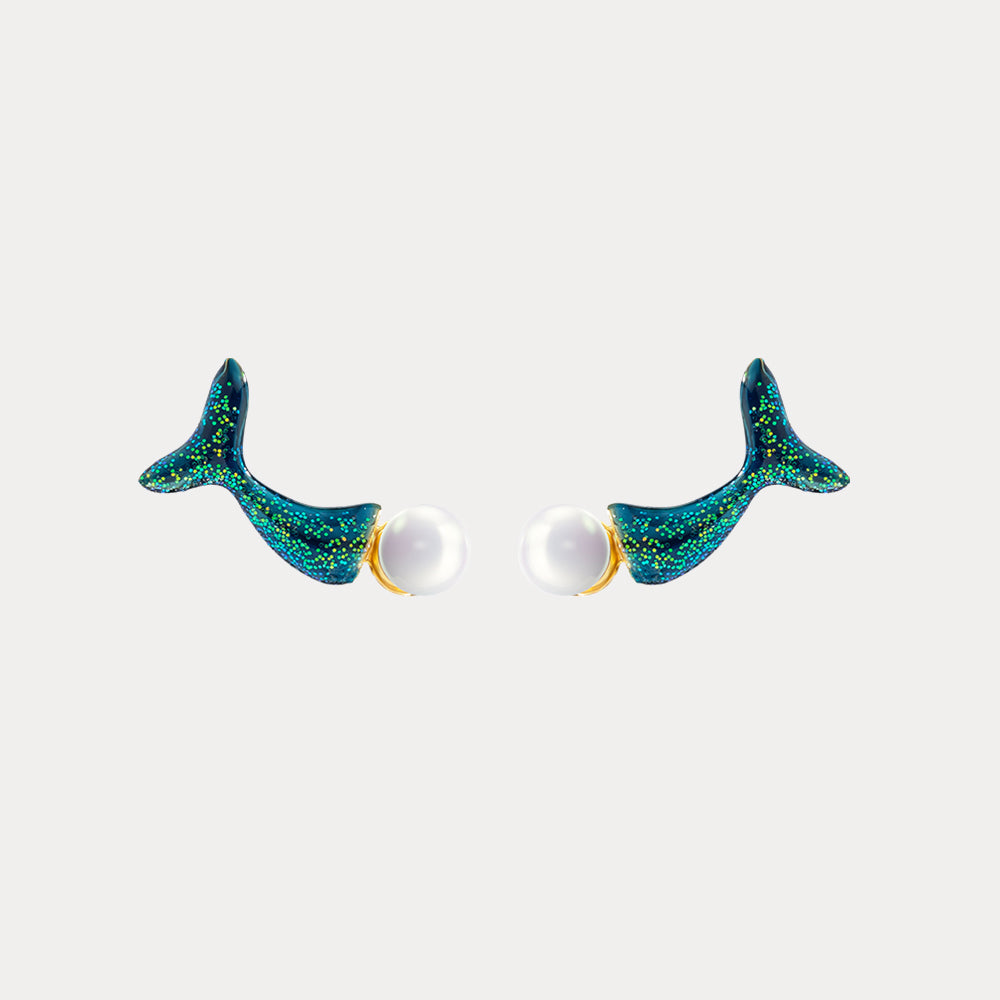 Whale Pearl Earrings
