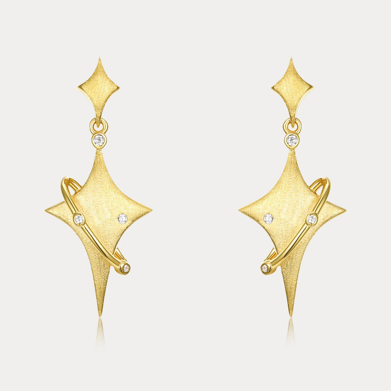 Silver Four-Point Star Earrings