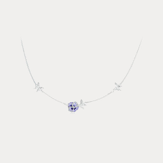 Silver Pansy Necklace