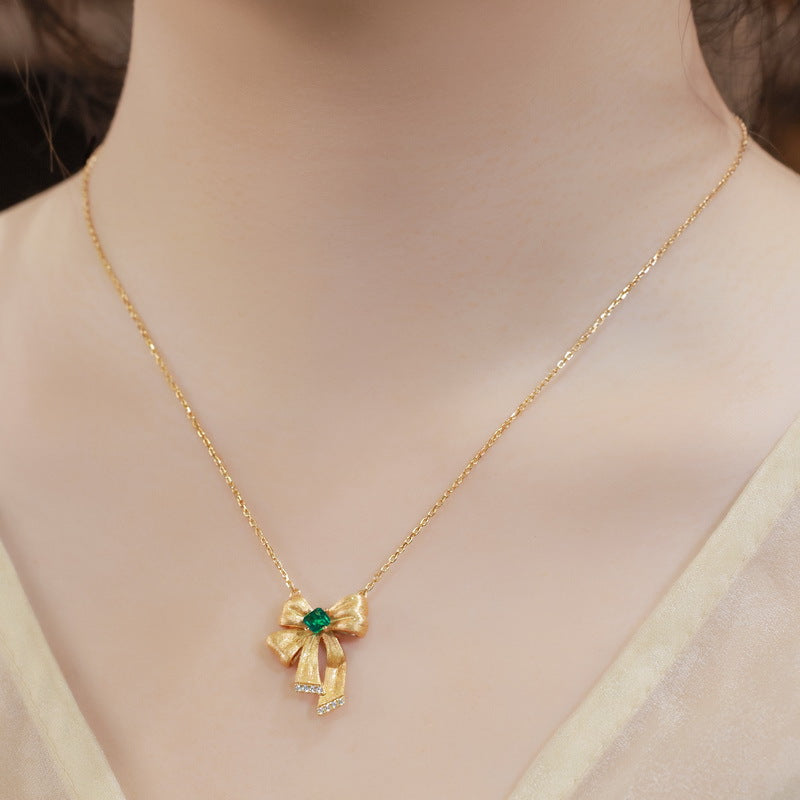 Emerald Bow Necklace