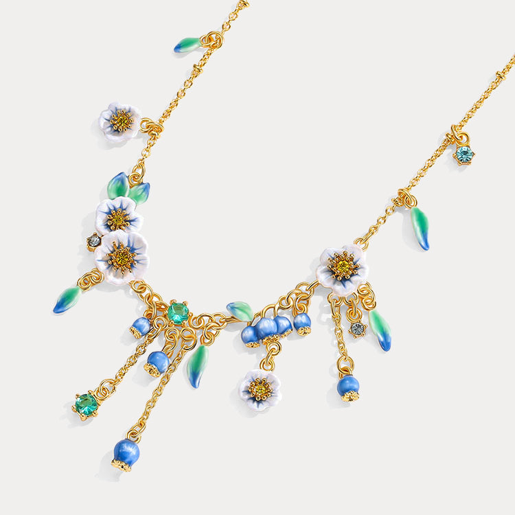 Blueberry Flower Charm Necklace