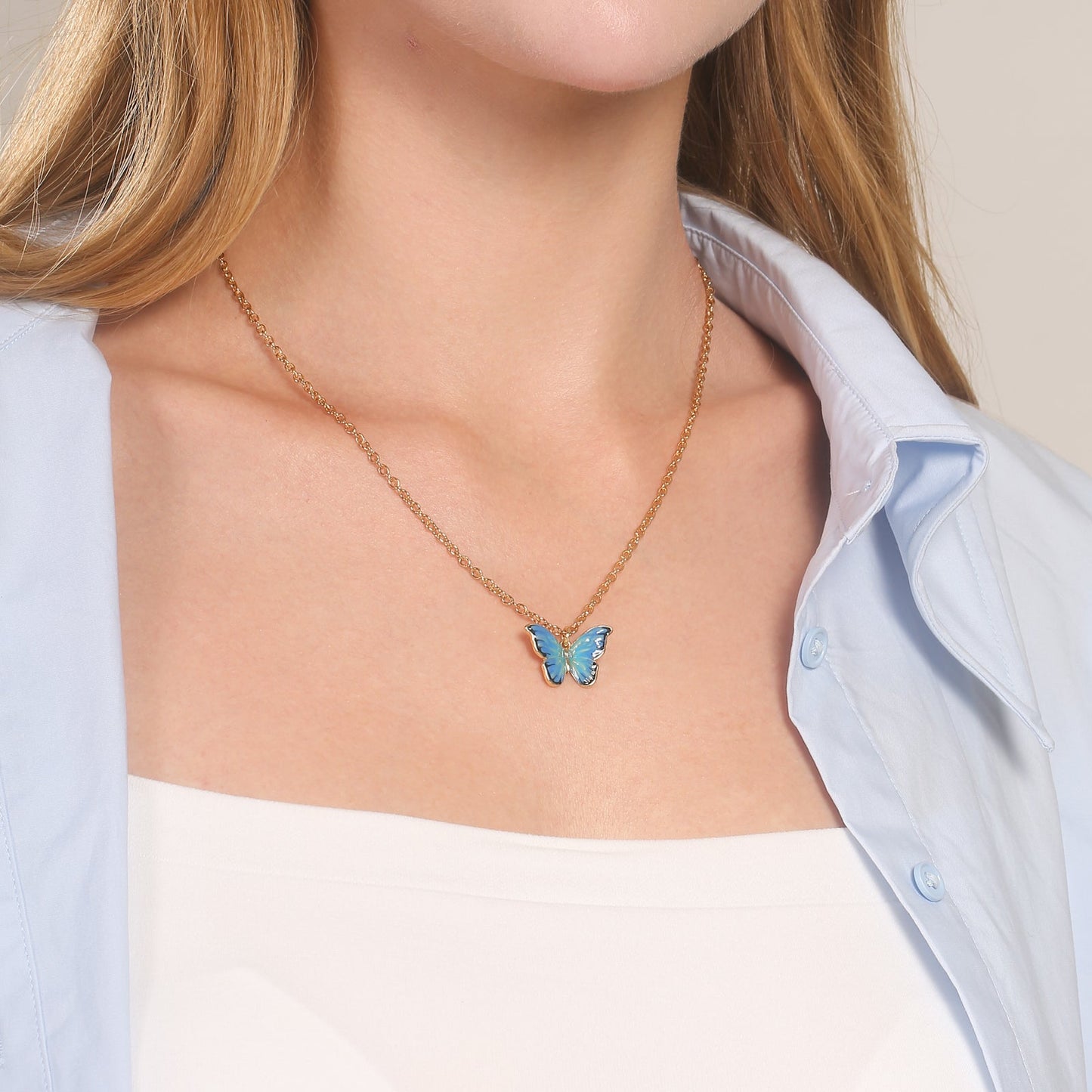Blue Butterfly Necklace