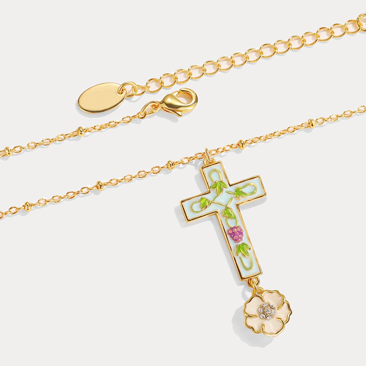 Grape Flower Cross Necklace