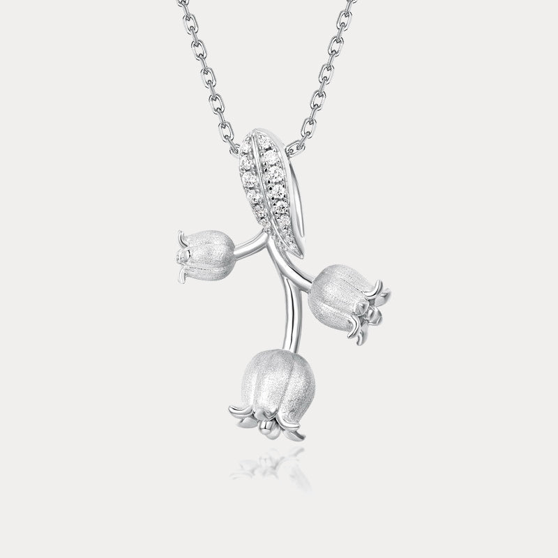 Silver Lily of the Valley Pendant Necklace