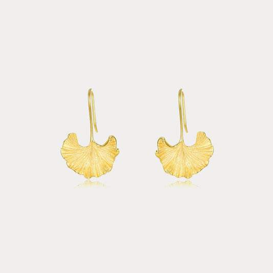 Gold Ginkgo Leaf Earrings