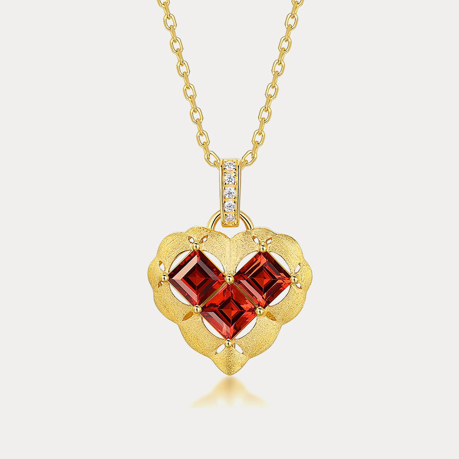 Heart Garnet Necklace
