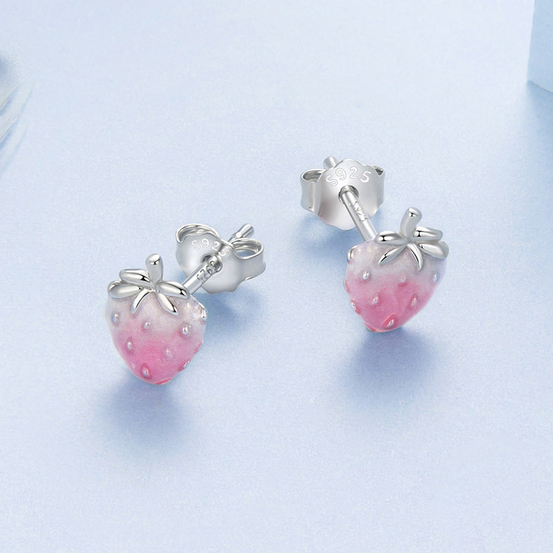 Silver Strawberry Earrings