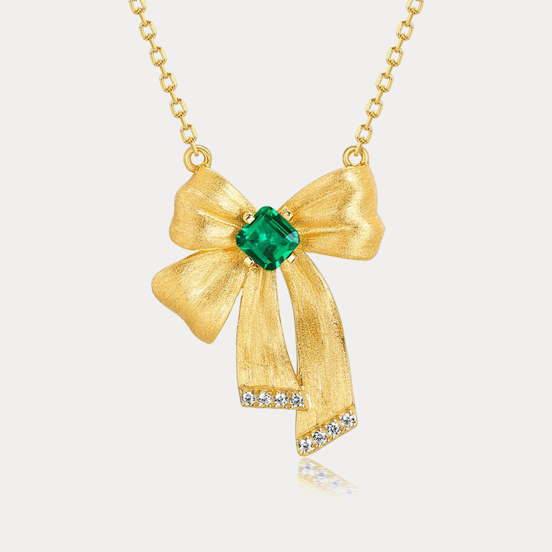 Emerald Bow Necklace