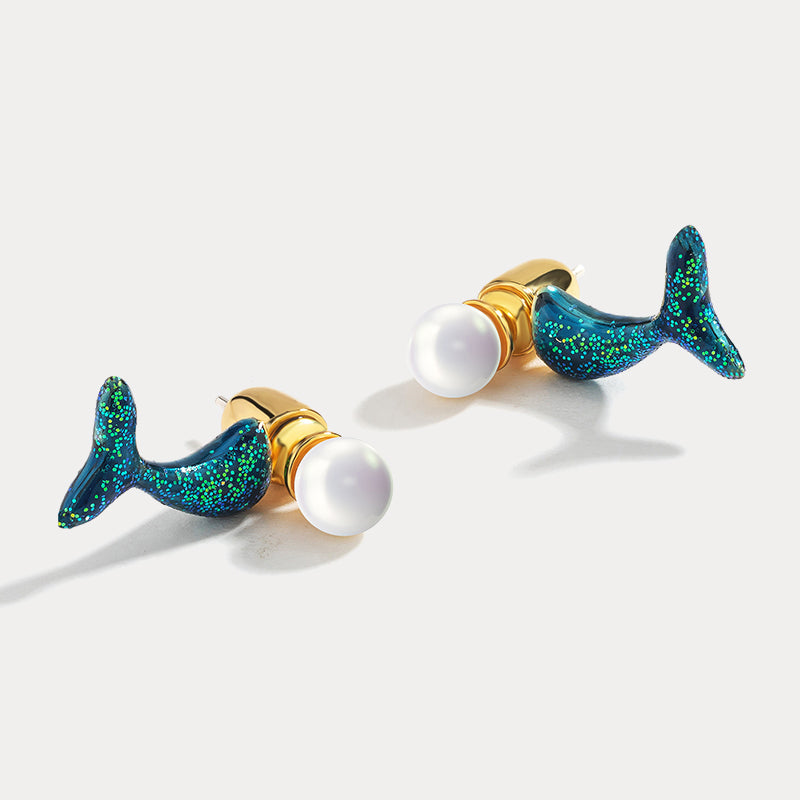 Whale Pearl Earrings