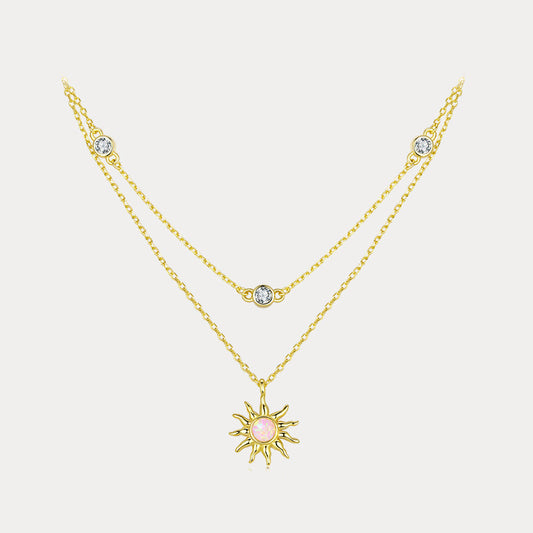 Opal Sun & Moon Layering Necklace