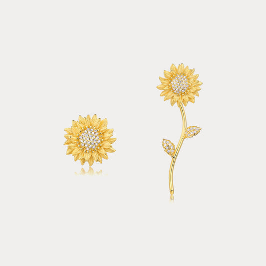 Gold Sunflower Earrings