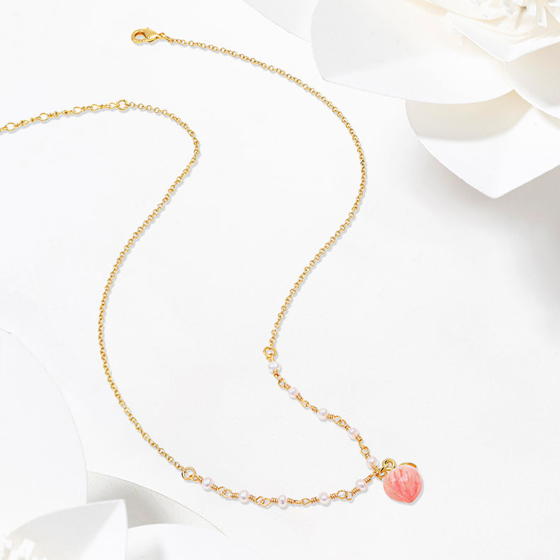 Peach Pearl Necklace