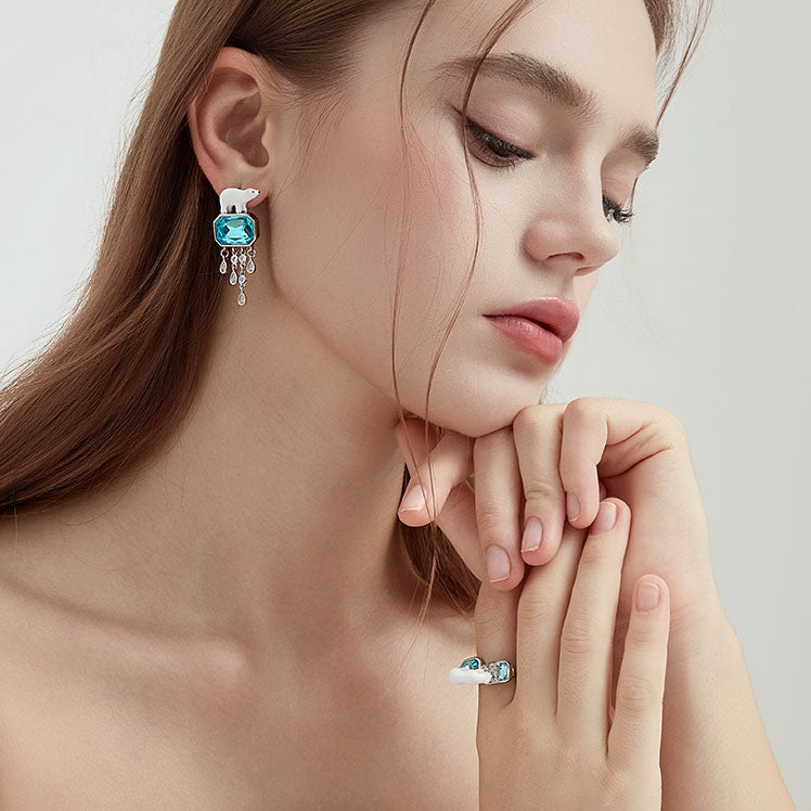 Polar Bear Tassel Earrings