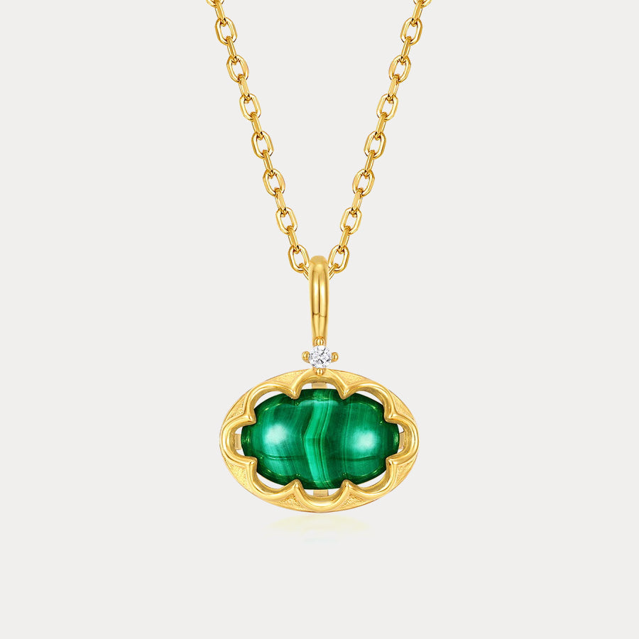 Oval Malachite Pendant Necklace