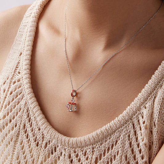 Christmas Apple Core Reindeer Necklace