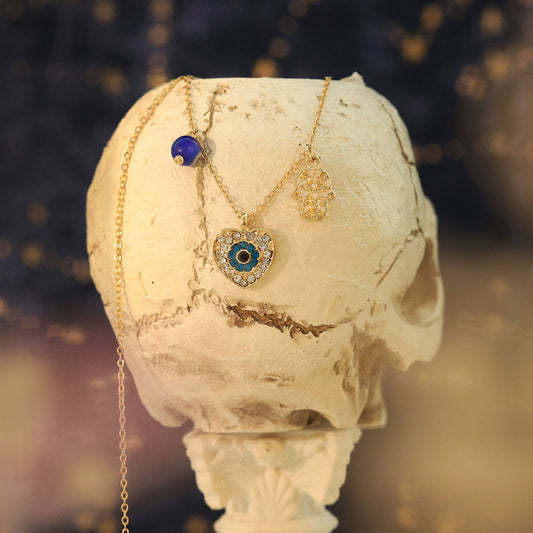 Diamond Heart Evil Eye Necklace