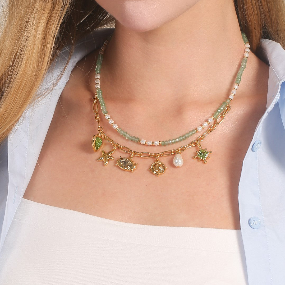 Vintage Charm Bead Necklace