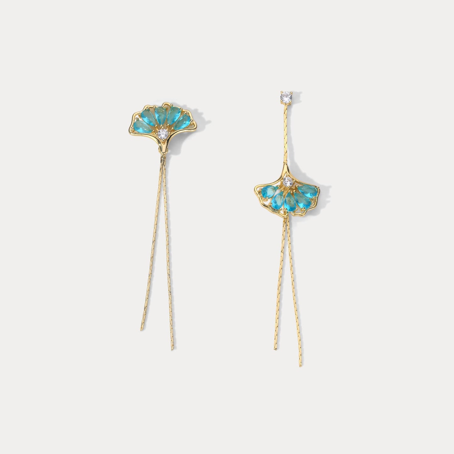 Ginkgo Leaf Tassel Earrings