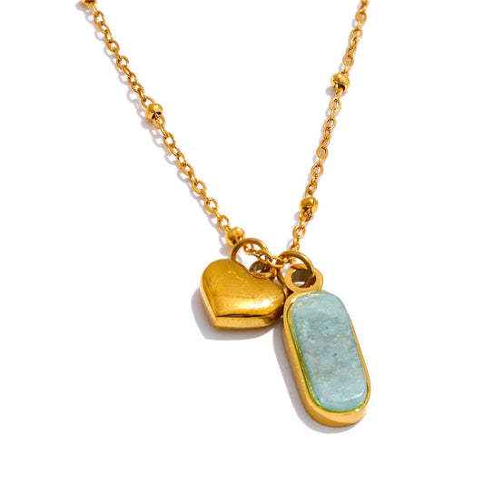 Heart & Stone - Dainty Amazonite Necklace Gold/Silver