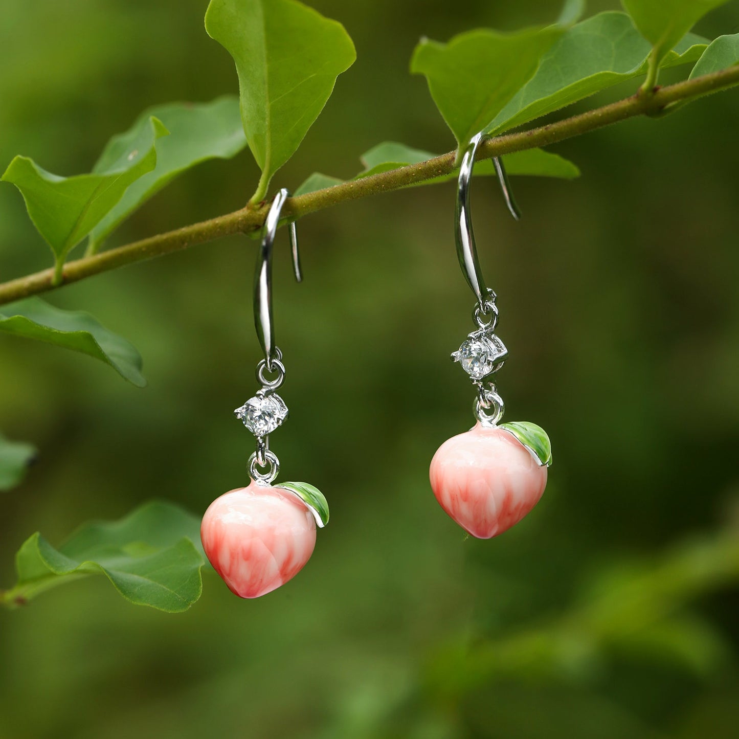 Silver Peach Earrings