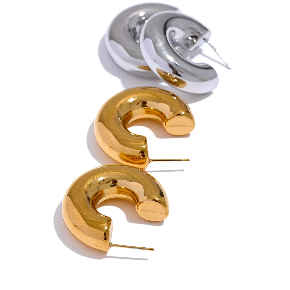 Bold Elegance: Gold Chunky Huggie Earrings