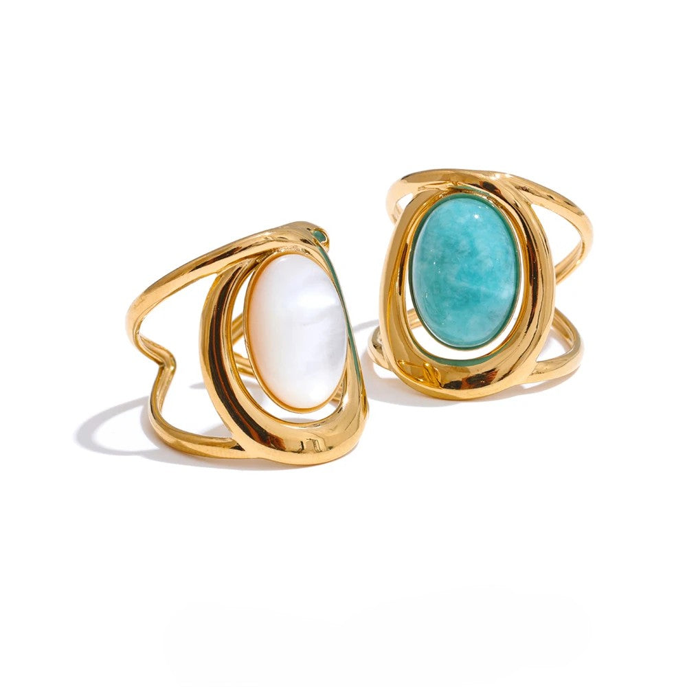 Horizon - Amazonite / Mother of Pearl Gold Ring