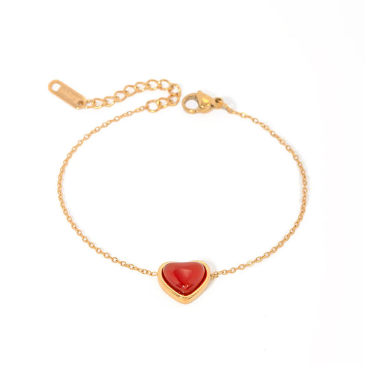 Forever Flame - Red Heart Agate Dainty Bracelet