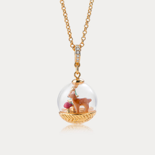 Christmas Reindeer Globe Necklace