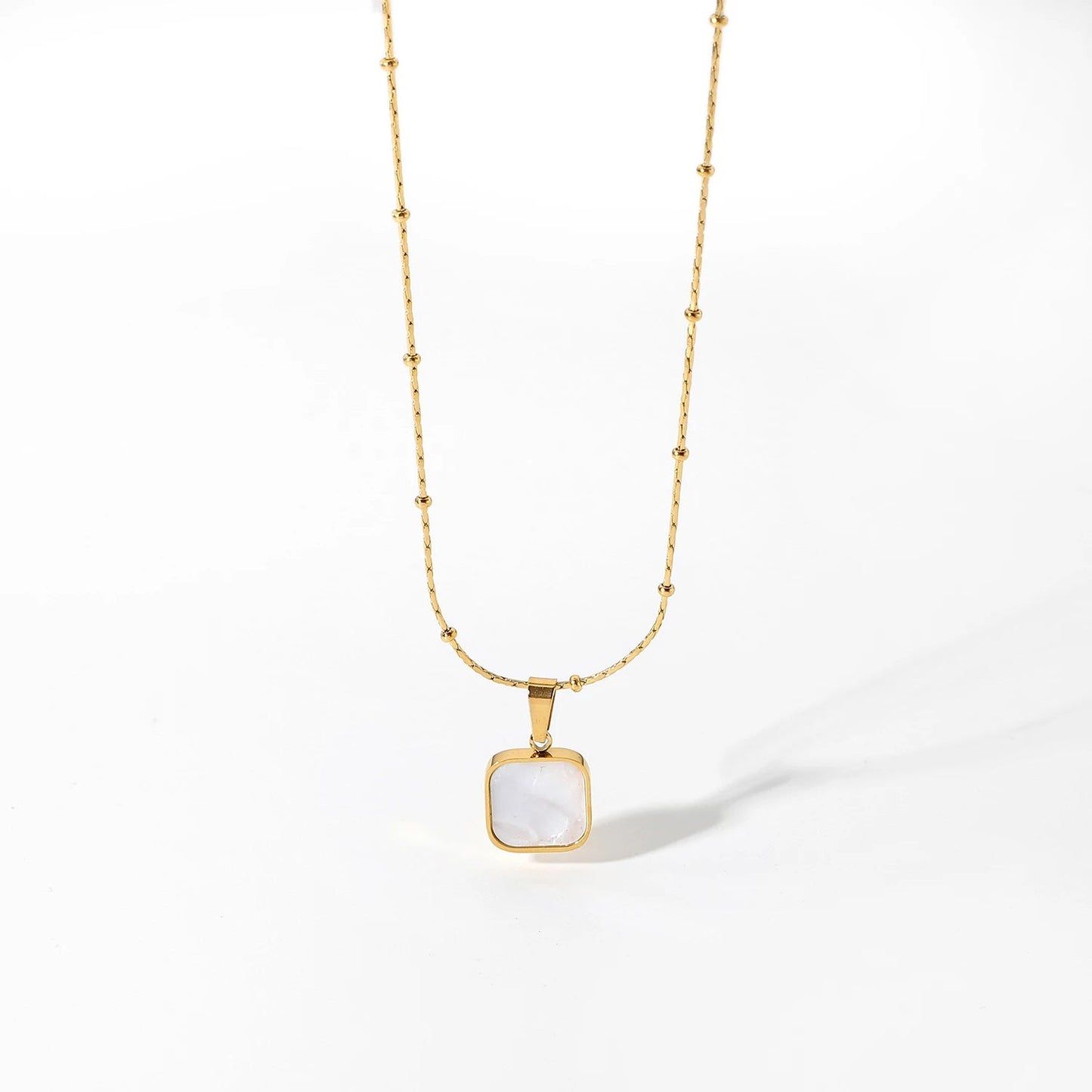 Ocean Treasures - Mother of Pearl Square Dainty Necklace