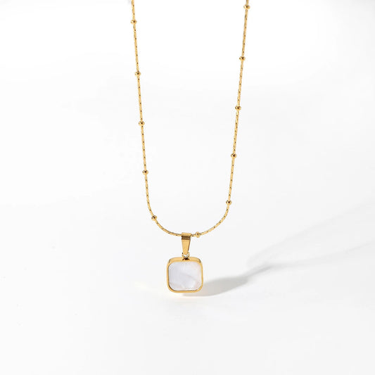 Ocean Treasures - Mother of Pearl Square Dainty Necklace